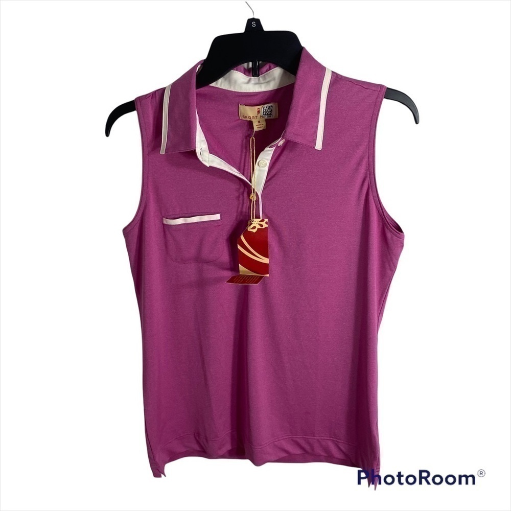 Sport Haley Collared Active Tank Top NWT Small Purple Tennis Golf Pocket